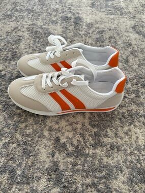 Women’s Retro Runner Sneakers in White and Orange